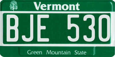 VT license plate BJE530