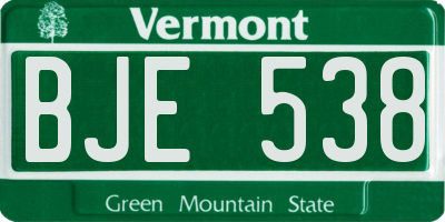 VT license plate BJE538