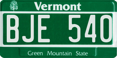 VT license plate BJE540