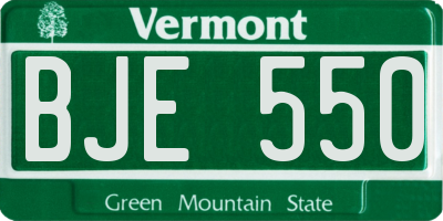 VT license plate BJE550