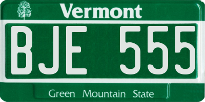 VT license plate BJE555
