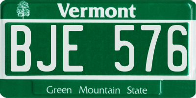VT license plate BJE576