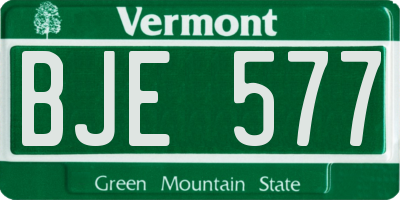 VT license plate BJE577