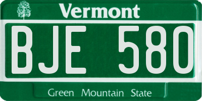 VT license plate BJE580
