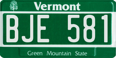 VT license plate BJE581