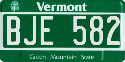VT license plate BJE582