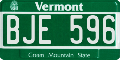 VT license plate BJE596
