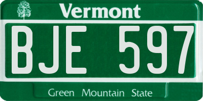 VT license plate BJE597