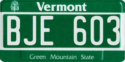 VT license plate BJE603