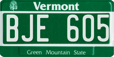 VT license plate BJE605