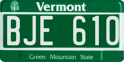 VT license plate BJE610