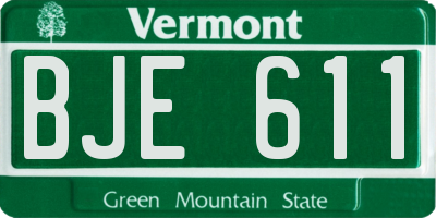 VT license plate BJE611