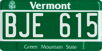 VT license plate BJE615