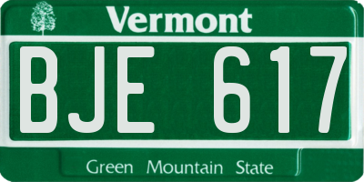 VT license plate BJE617