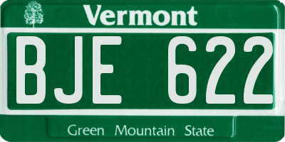 VT license plate BJE622