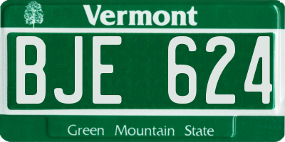 VT license plate BJE624