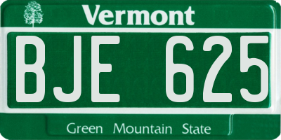 VT license plate BJE625