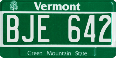 VT license plate BJE642
