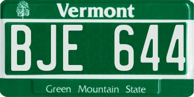VT license plate BJE644
