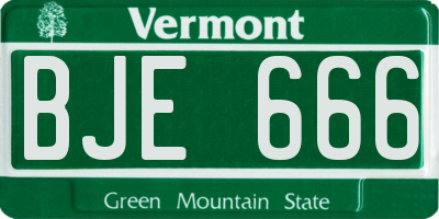 VT license plate BJE666