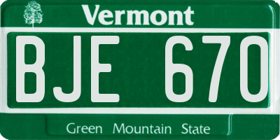 VT license plate BJE670
