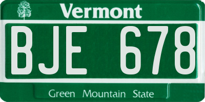 VT license plate BJE678