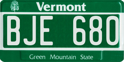 VT license plate BJE680