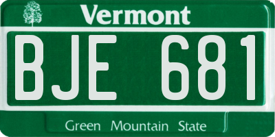 VT license plate BJE681