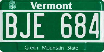VT license plate BJE684