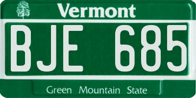 VT license plate BJE685