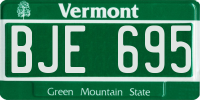 VT license plate BJE695