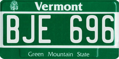 VT license plate BJE696