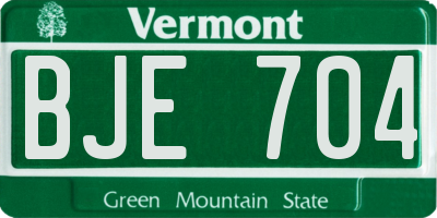 VT license plate BJE704
