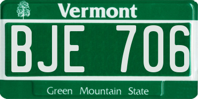 VT license plate BJE706