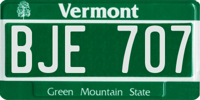 VT license plate BJE707
