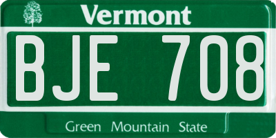 VT license plate BJE708