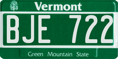 VT license plate BJE722
