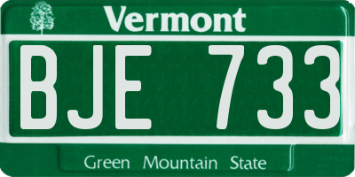 VT license plate BJE733
