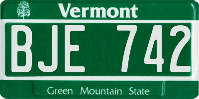 VT license plate BJE742