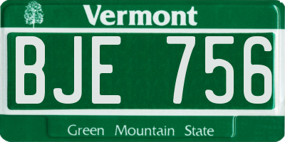 VT license plate BJE756