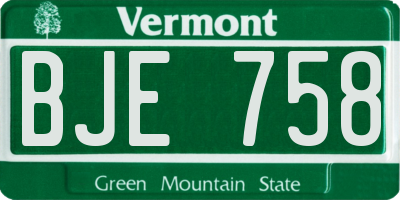 VT license plate BJE758