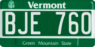 VT license plate BJE760