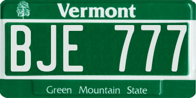 VT license plate BJE777