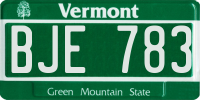 VT license plate BJE783