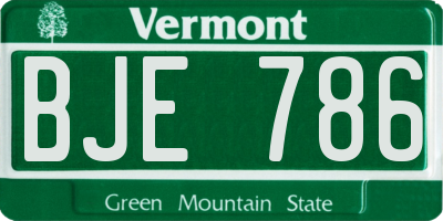 VT license plate BJE786