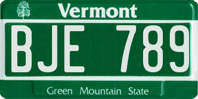 VT license plate BJE789