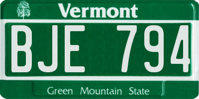 VT license plate BJE794