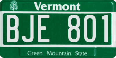 VT license plate BJE801