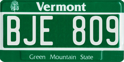 VT license plate BJE809