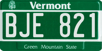 VT license plate BJE821